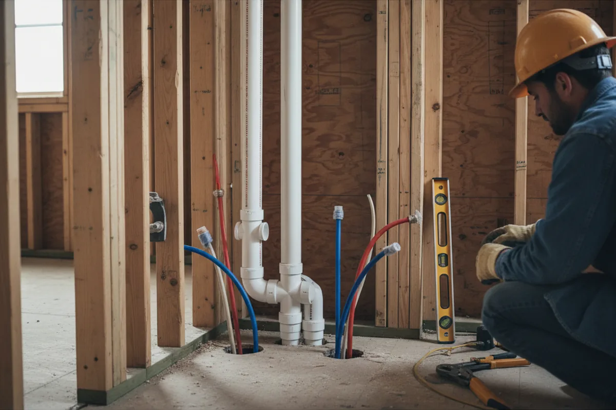 Drain and supply rough-in during Toilet Repair and Installation in Mount Tabor