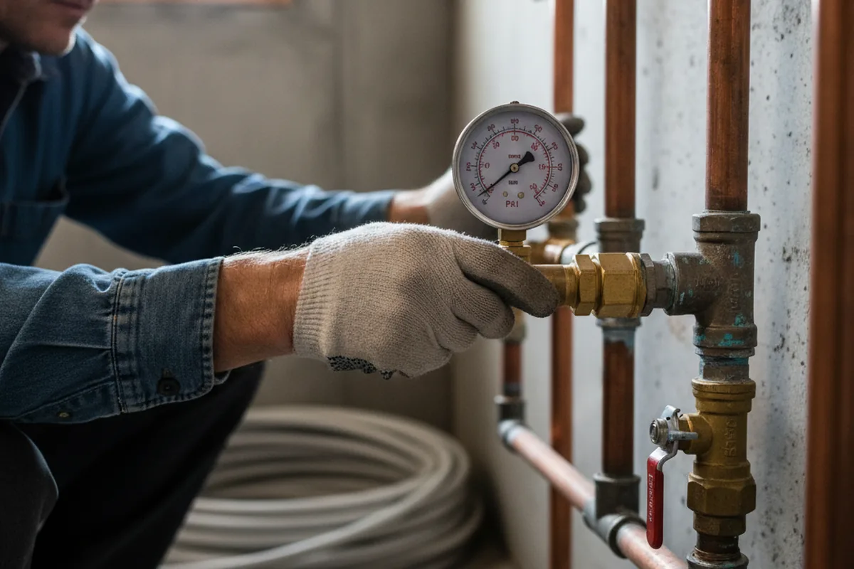 Pressure testing a repaired line during Water Line Repair in Mount Tabor